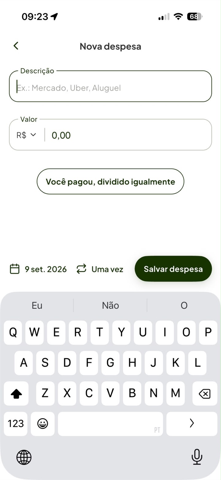 Tela de nova despesa